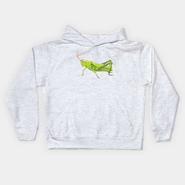 Green Milkweed Grasshopper Digital Painting Kids Hoodie by gktb